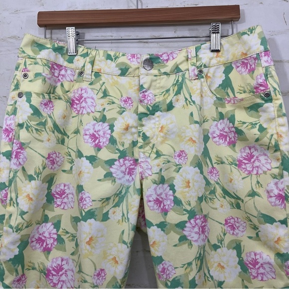 Liverpool Yellow Floral Straight Leg Capri Pants - Picture 3 of 15